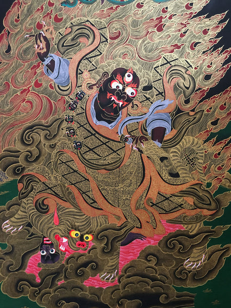 Golden Vajrapani Tibetan Thangka Painting