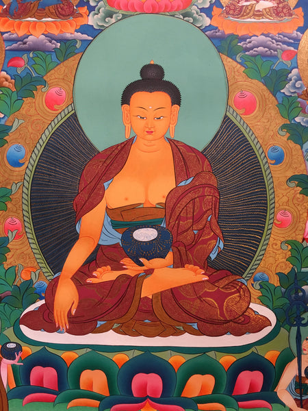 Shakyamuni with Five Dhyani Buddha Thangka Art