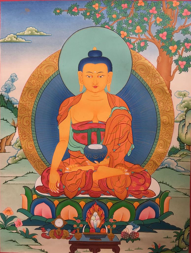 Peaceful thangka of Shakyamuni