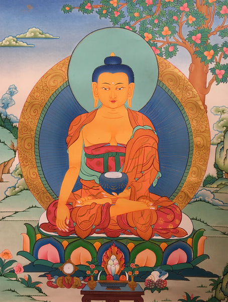 Peaceful thangka of Shakyamuni