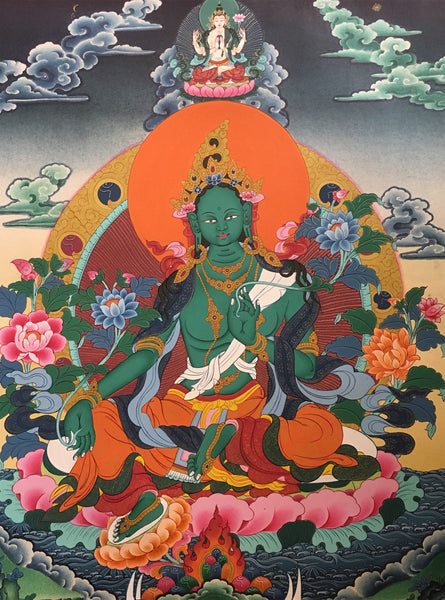 Green Tara Tibetan Thangka