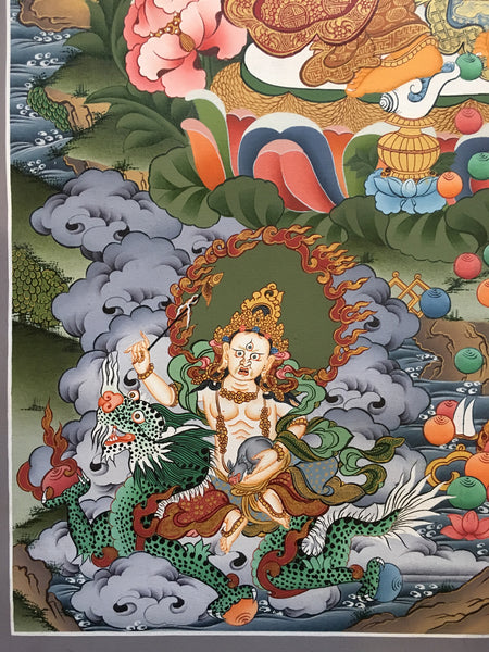 Thangka of Zambala with Shaktis and Bodhisattvas