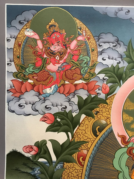 Thangka of Zambala with Shaktis and Bodhisattvas
