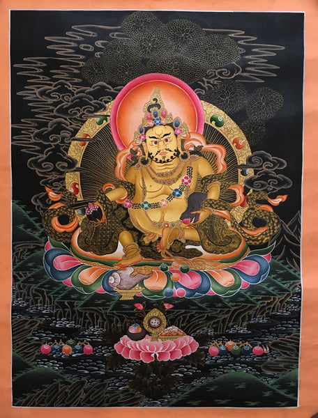 Kubera Zambala Black Thangka