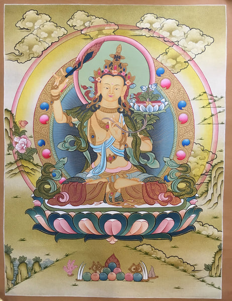 Buddhist Manjushri Thangka Painting
