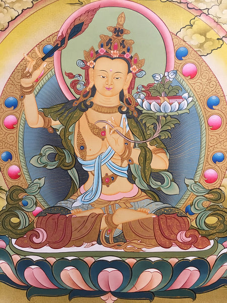 Buddhist Manjushri Thangka Painting