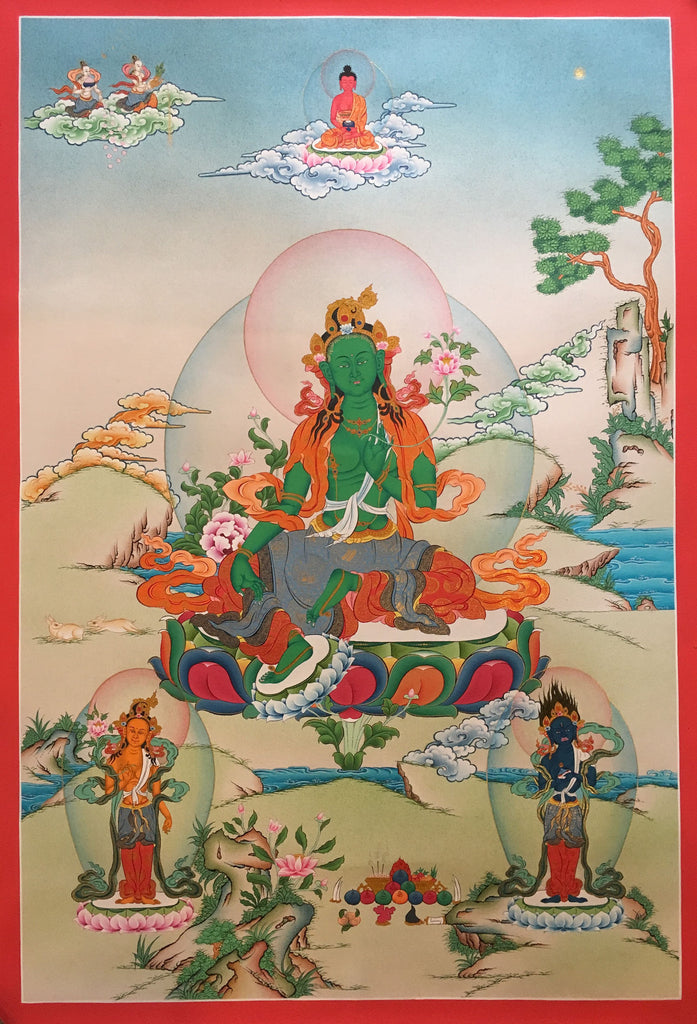 Artistic Green Tara Thangka