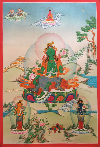 Artistic Green Tara Thangka