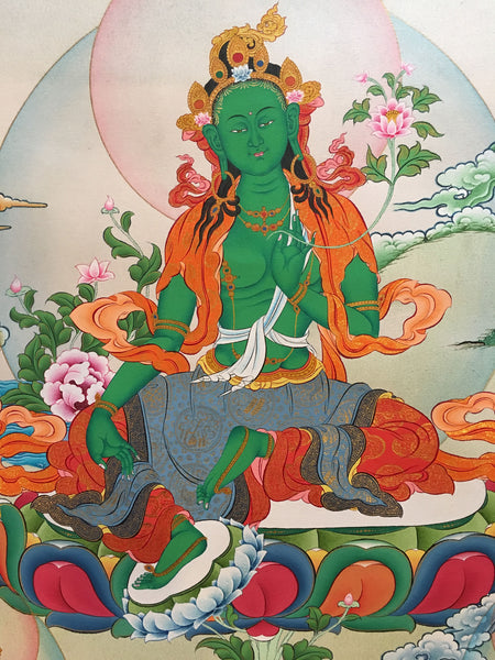 Artistic Green Tara Thangka