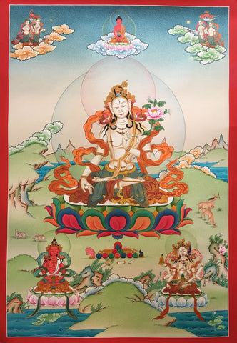 Hand Painted White Tara Thangka