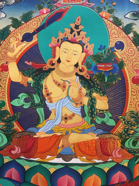 Manjushri with Amitabha and Bodhisattvas Thangka