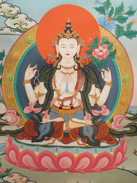 Majestic Chenrezig Thangka Painting