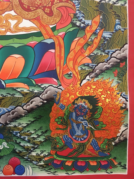Green Tara Thangka with Amitabha Buddha and Bodhisattvas