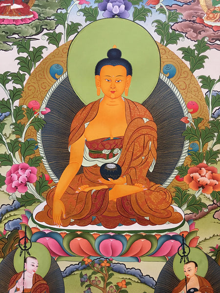 Shakyamuni Buddha In His Heavenly Adobe Thangka