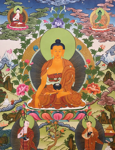 Shakyamuni Buddha In His Heavenly Adobe Thangka