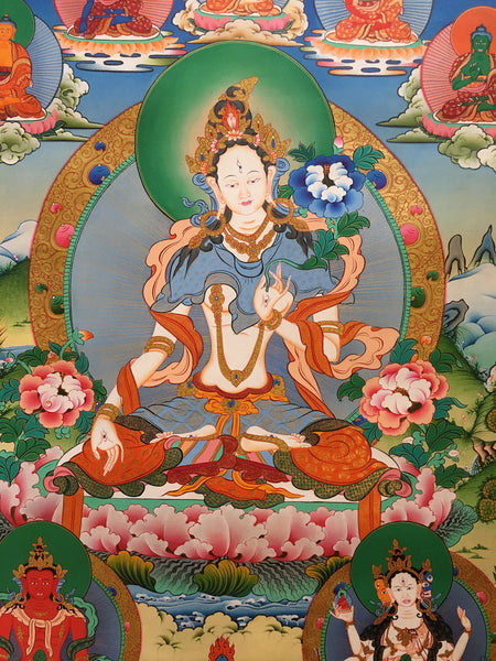 White Tara with Five Buddhas Thangka Painting
