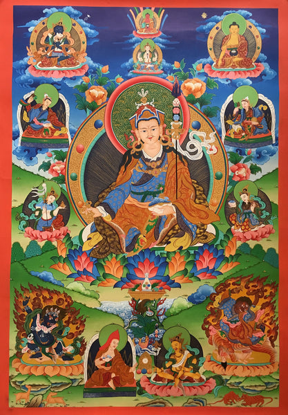 Exquisite Padmasambhava Thangka Painting