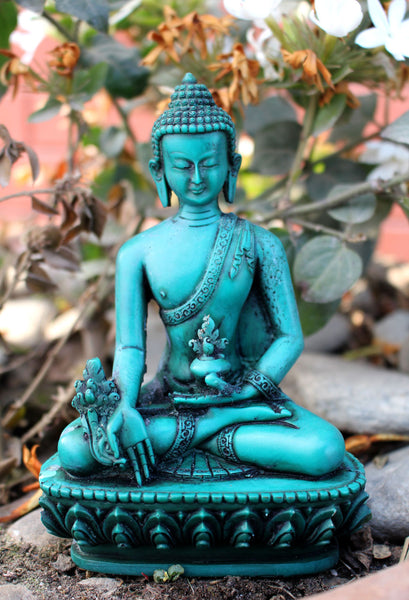 Green Medicine Buddha Resin Statue