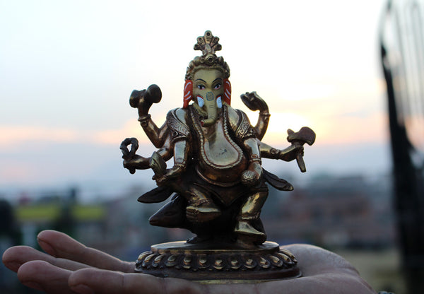 Gold Plated Dancing Ganesha Statue 5.5 Inch
