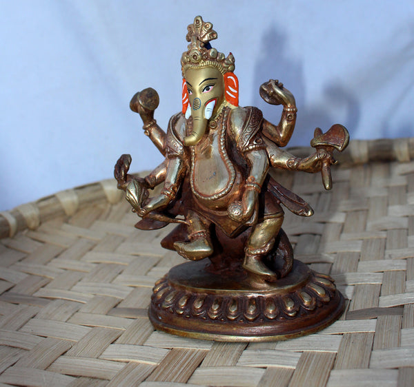 Gold Plated Dancing Ganesha Statue 5.5 Inch