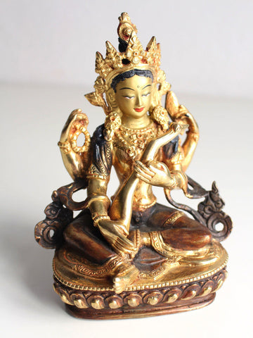 Gold Plated Saraswati Statue 6 Inch