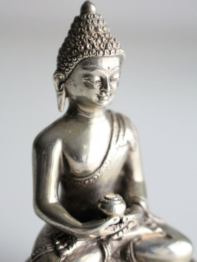 Silver Sterling Amitabha Buddha Statue 8.5cm