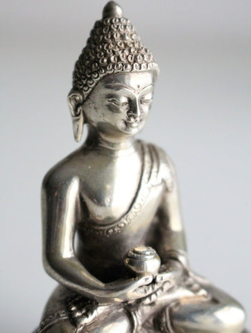 Silver Sterling Amitabha Buddha Statue 8.5cm