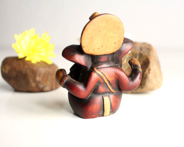 Baby Ganesh Resin Statue 2.5 Inch with Red Patina-4 Sets