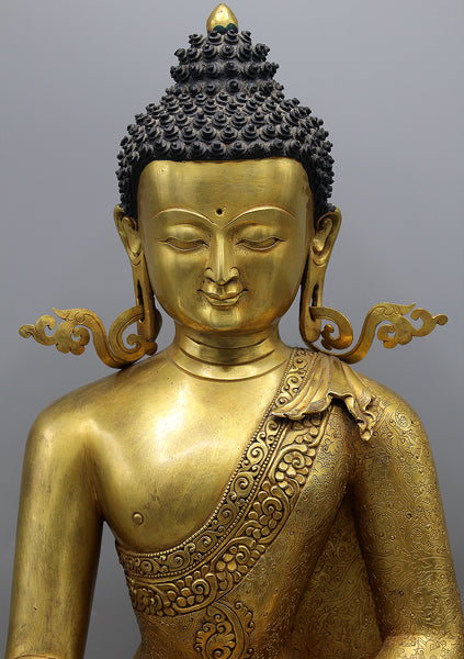 Bhumisparsha Mudra Shakyamuni Buddha Fully Gold Plated Statue