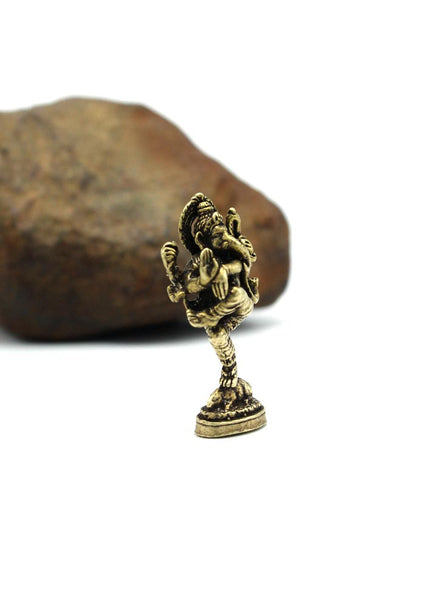 Dancing Ganesha Brass Mini Statue 10 Sets