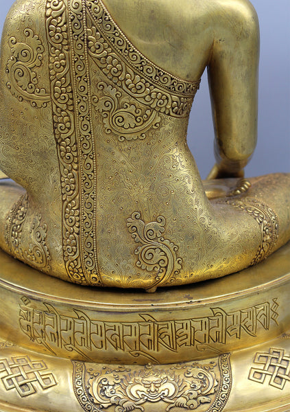 Bhumisparsha Mudra Shakyamuni Buddha Fully Gold Plated Statue