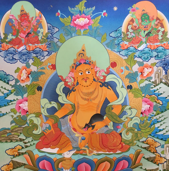 Zambala thangka with Bodhisattva Shakti, Tibet Thangka 32x22 inches