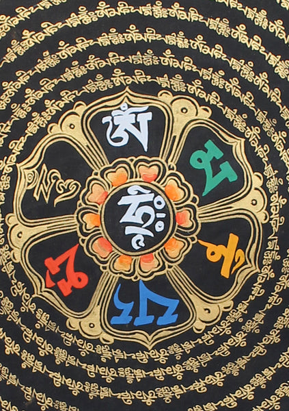 12 Line Mantra Mandala Painted Thangka