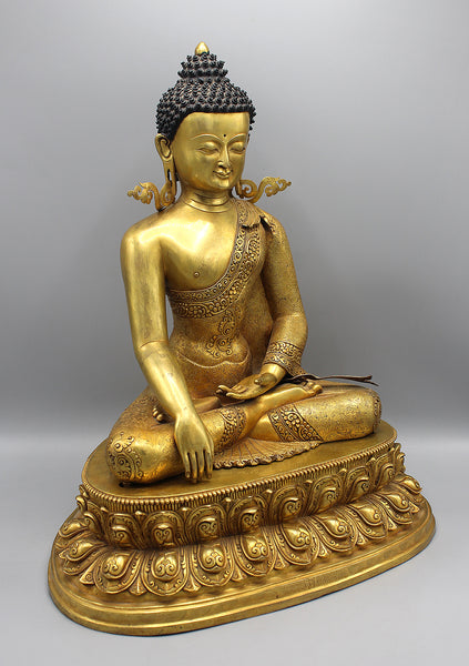 Bhumisparsha Mudra Shakyamuni Buddha Fully Gold Plated Statue