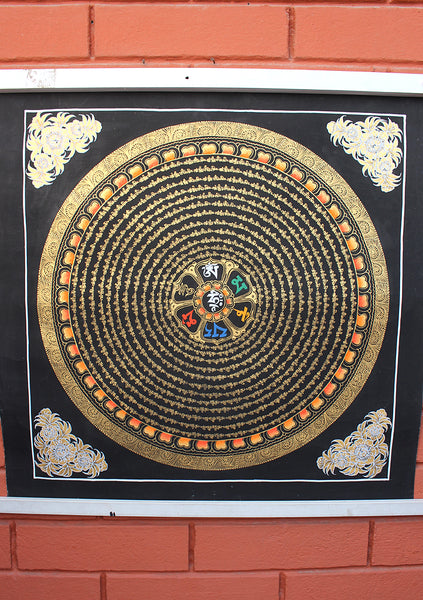 12 Line Mantra Mandala Painted Thangka