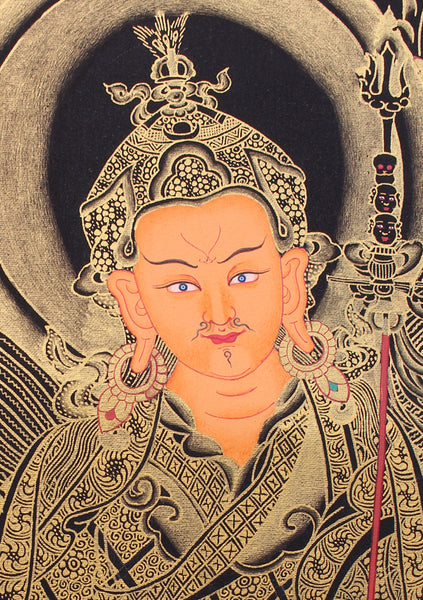 Guru Padmasambhva Thangka Painting with Red Border