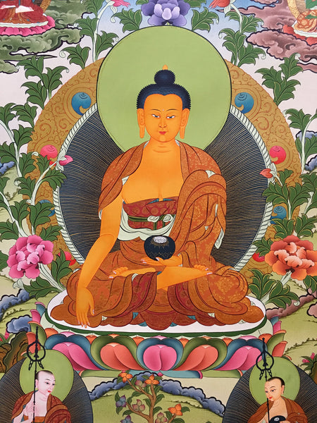 Shakyamuni Buddha In His Heavenly Adobe Thangka 82x58cm NTH67